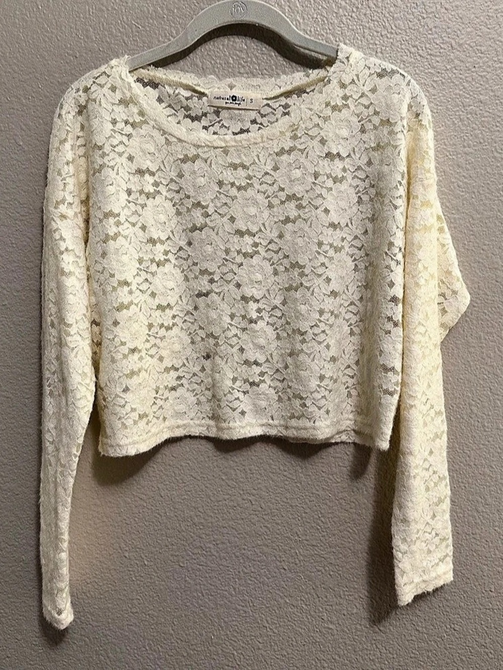 Natural Life Floral Lace Long Sleeve Top Size Small